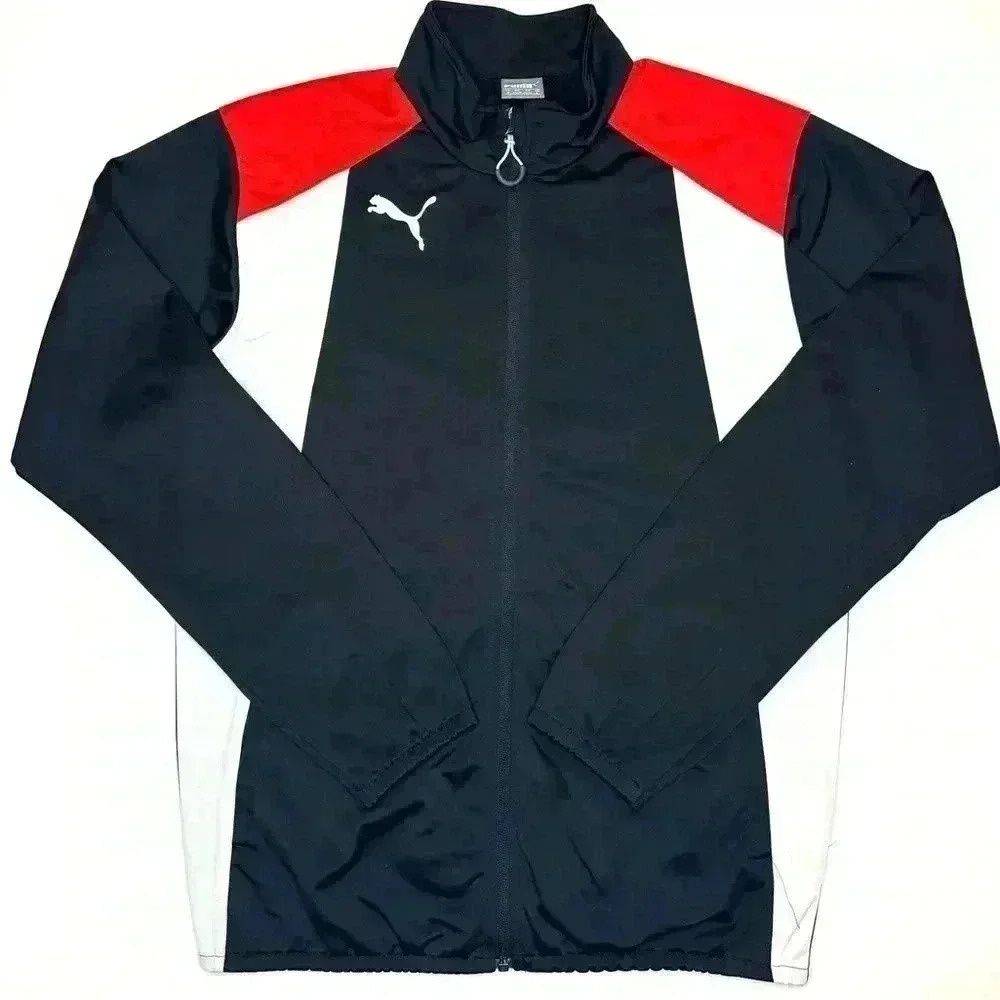 PUMA MENS BLACK RED WHITE FULL ZIP TRACK JACKET  SIZE Small